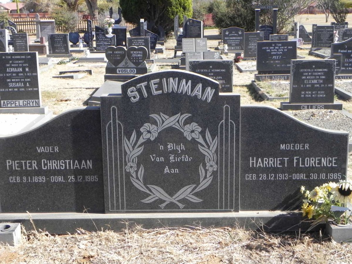 STEINMAN Pieter Christiaan 1899-1985 &amp; Harriet Florence 1913-1985