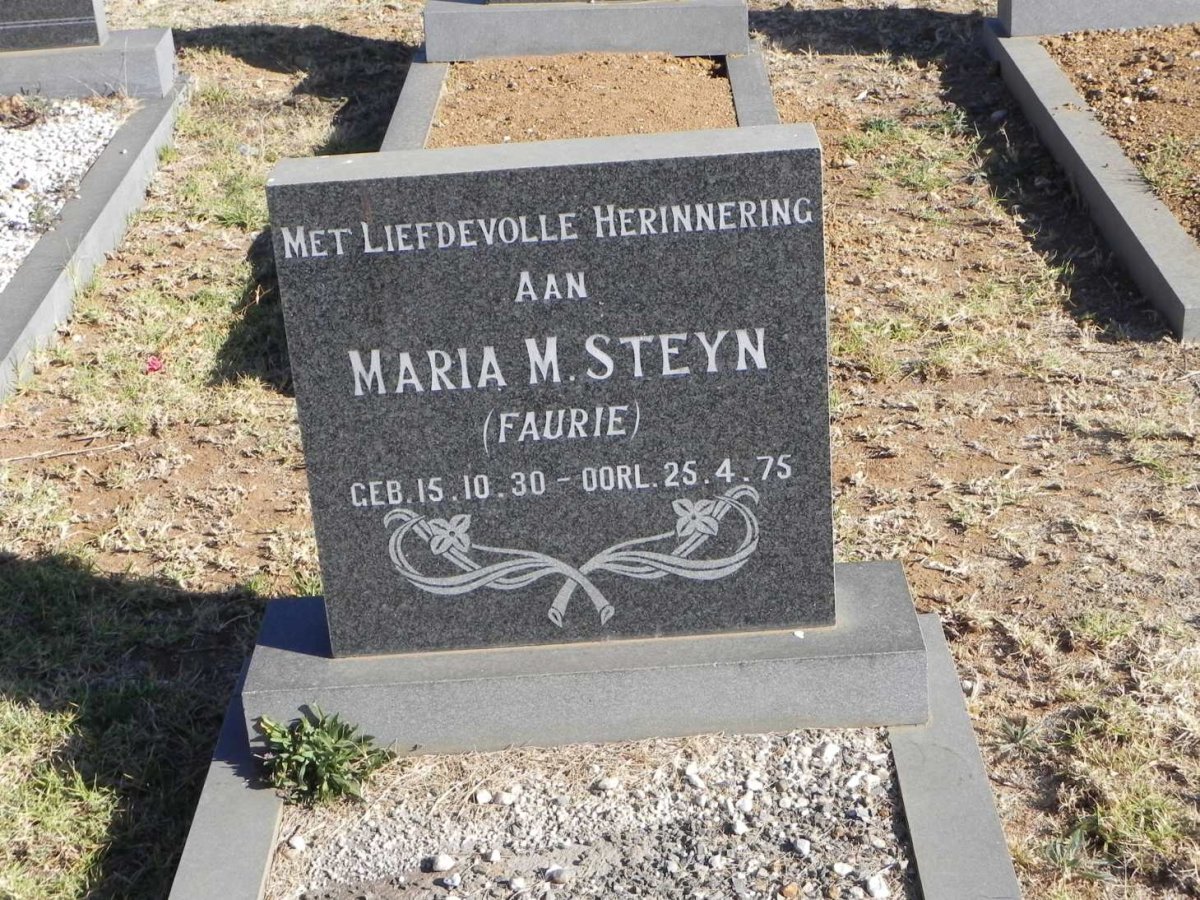 STEYN Maria M. nee FAURIE 1930-1975