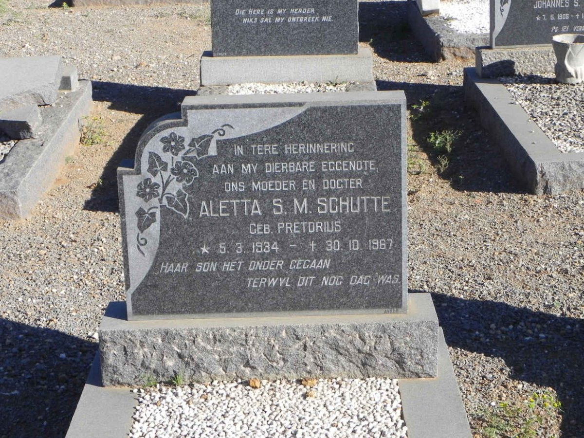 SCHUTTE Aletta S.M. nee PRETORIUS 1934-1967