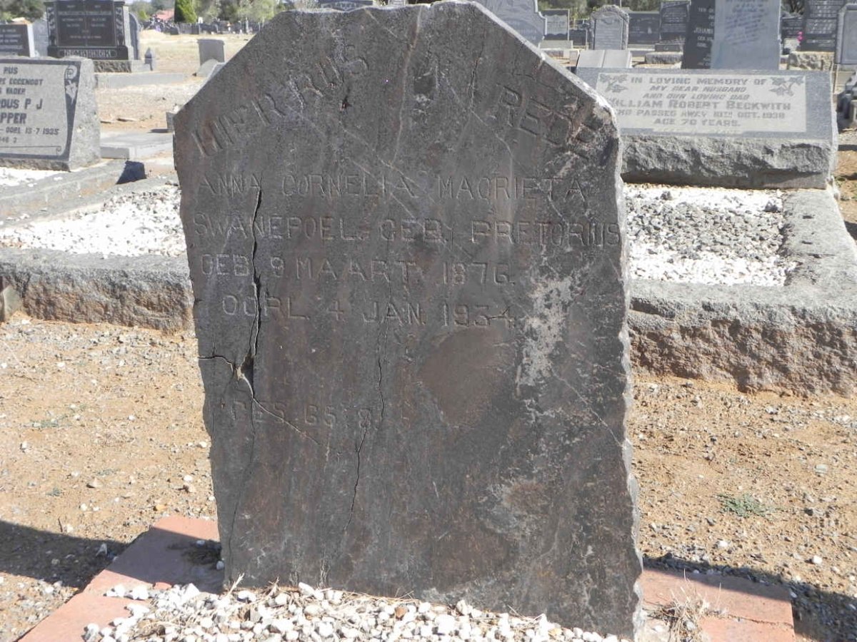 SWANEPOEL Anna Cornelia Magrieta nee PRETORIUS 1876-1934