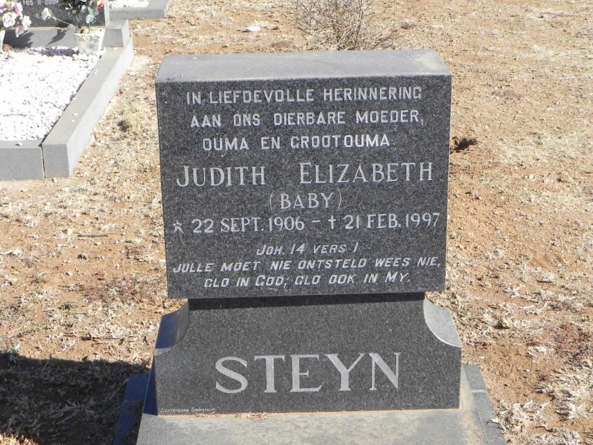 STEYN Judith Elizabeth 1906-1997