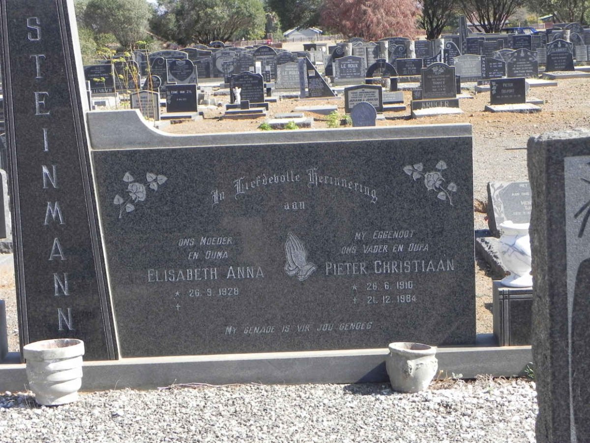 STEINMANN Pieter Christiaan 1910-1984 &amp; Elisabeth Anna 1928-