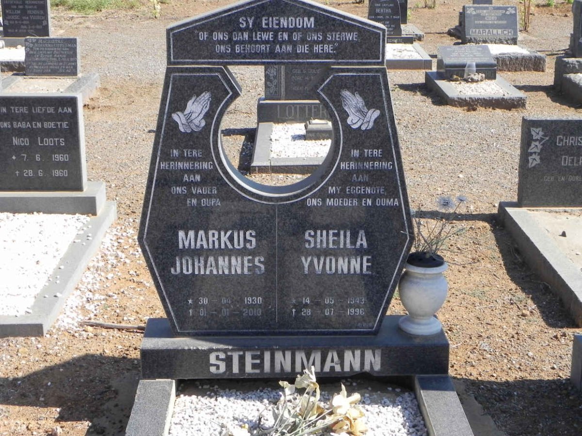 STEINMANN Markus Johannes 1930-2010 &amp; Sheila Yvonne 1943-1996
