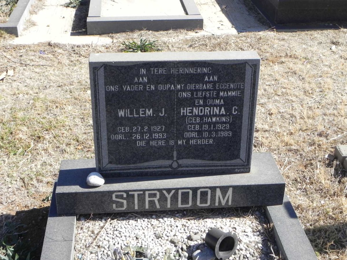 STRYDOM Willem J. 1927-1993 &amp; Hendrina C. HAWKINS 1929-1989