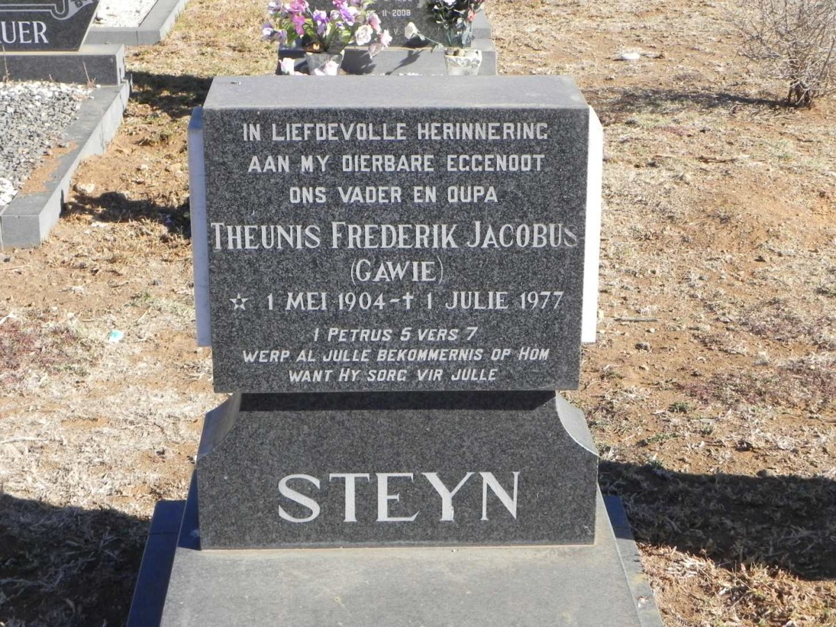 STEYN Theunis Frederik Jacobus 1904-1977