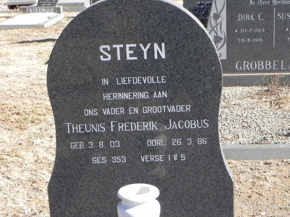 STEYN Theunis Frederik Jacobus 1903-1986