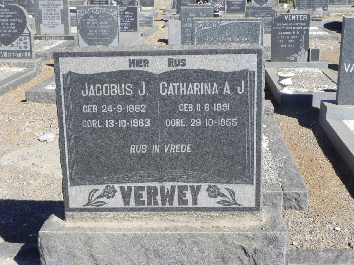 VERWEY Jacobus J. 1882-1963 &amp; Catharina A.J. 1891-1955