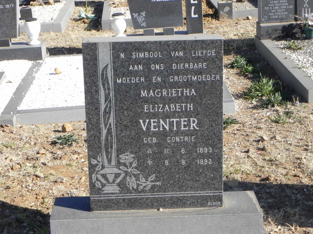 VENTER Magrietha Elizabeth nee CONTRIE 1893-1982