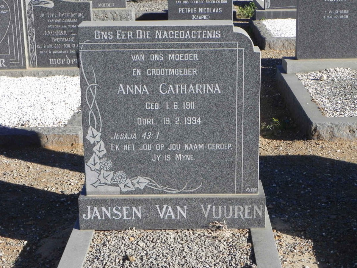 VUUREN Anna Catharina, Jansen van 1911-1994