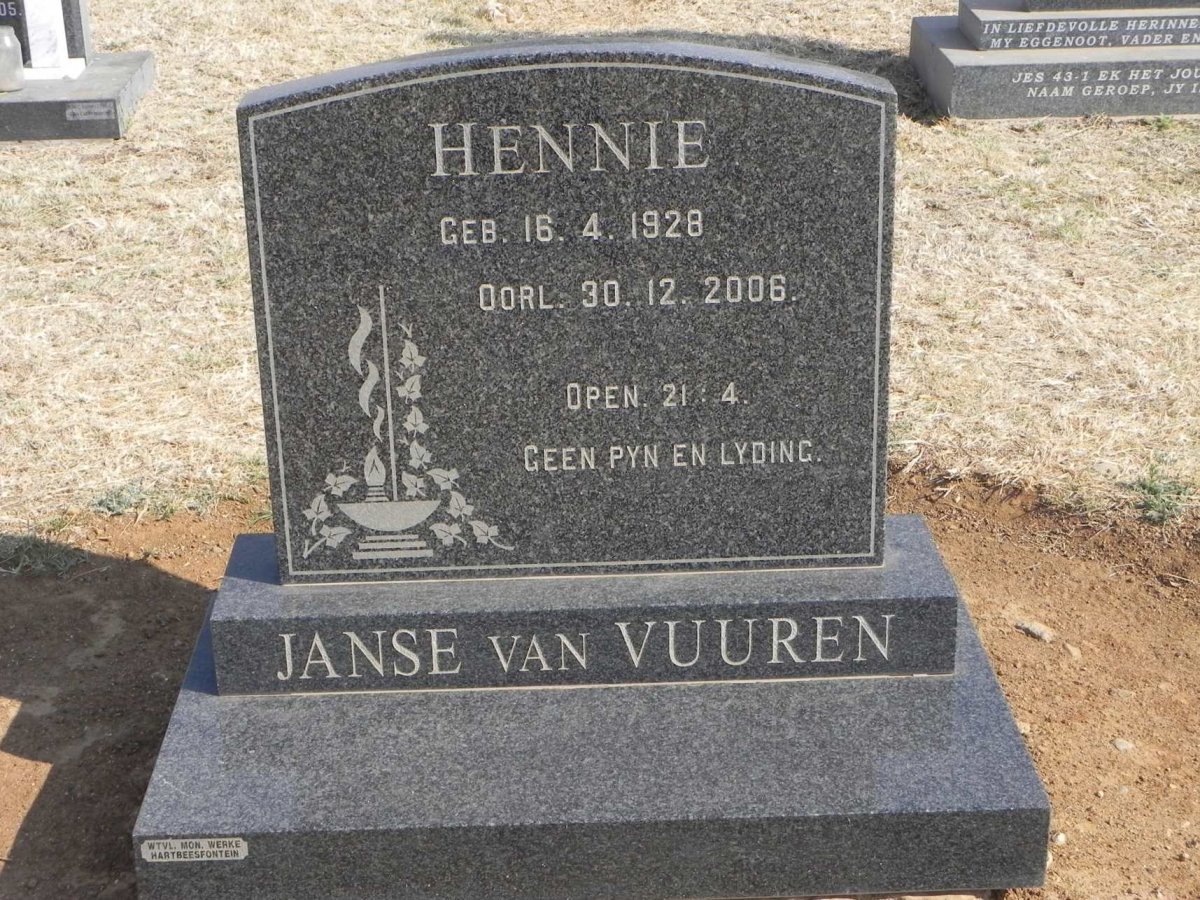 VUUREN Hennie, Janse van 1928-2006