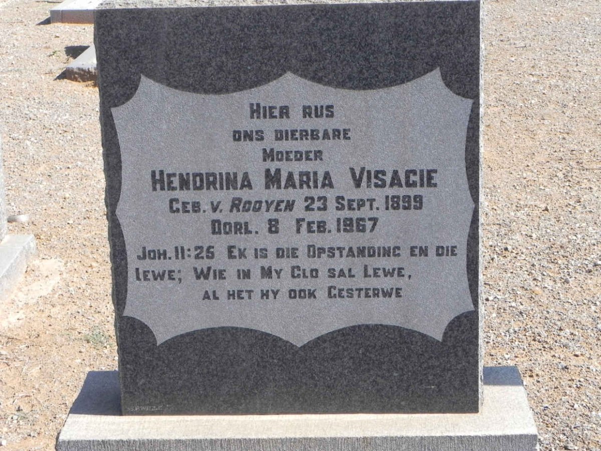 VISAGIE Hendrina Maria nee V. ROOYEN 1899-1967