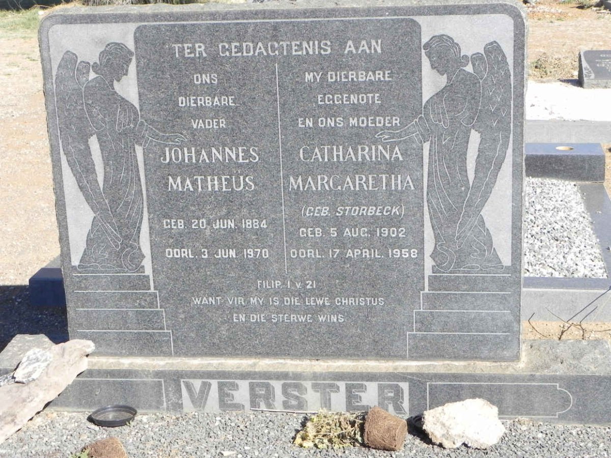 VERSTER Johannes Matheus 1884-1970 &amp; Catharina Margaretha STORBECK 1902-1958