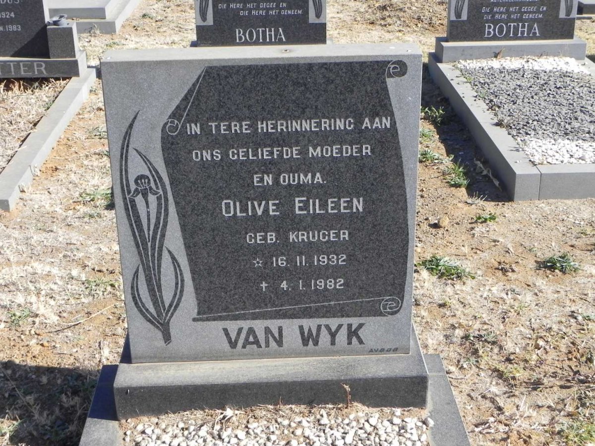WYK Olive Eileen, van nee KRUGER 1932-1982