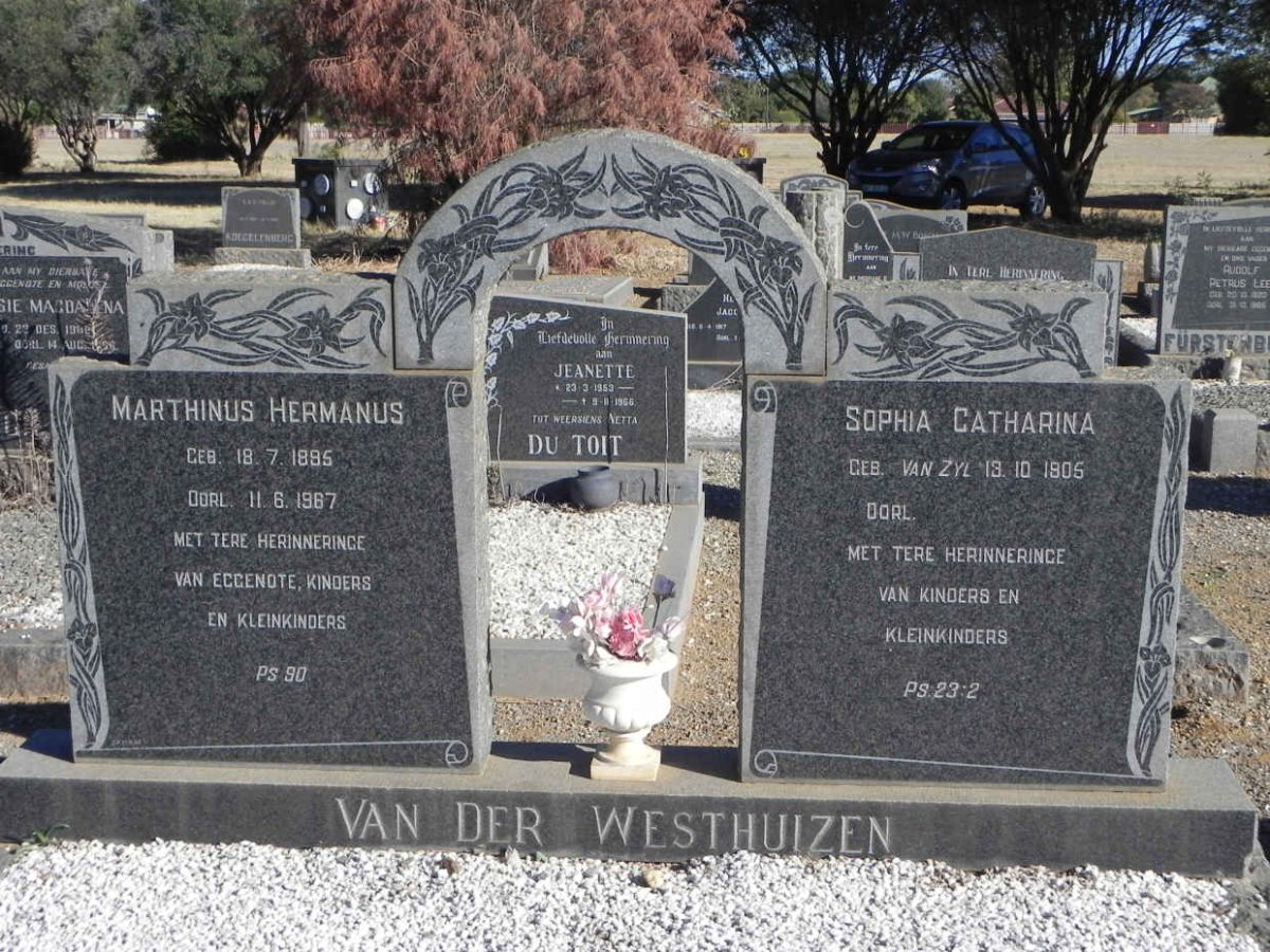 WESTHUIZEN Marthinus Hermanus, van der 1895-1967 &amp; Sophia Catharina VAN ZYL 1905-