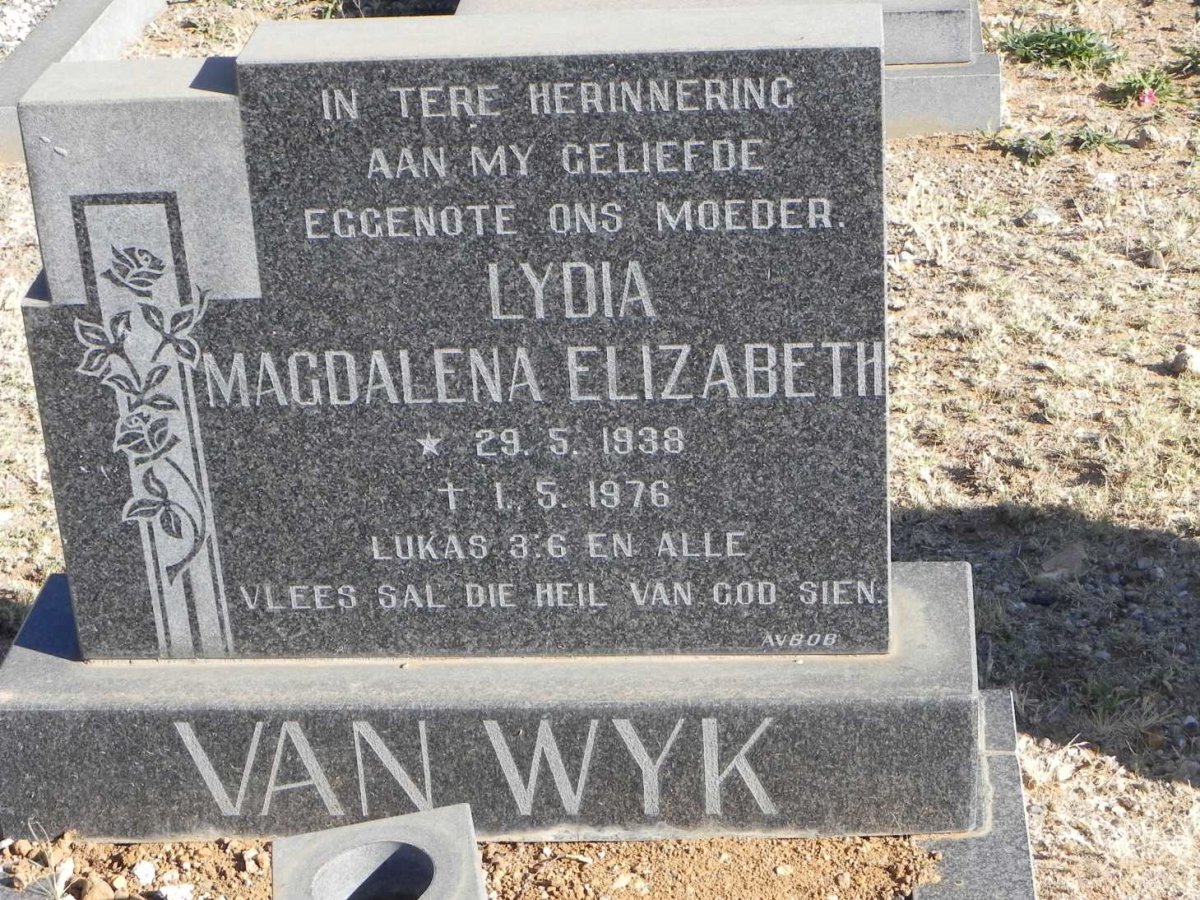 WYK Lydia Magdalena Elizabeth, van 1938-1976