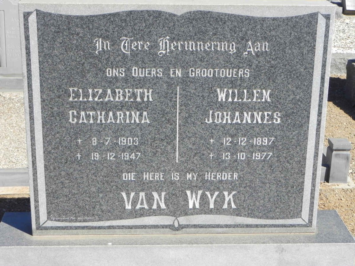WYK Willem Johannes, van 1897-1977 &amp; Elizabeth Catharina 1903-1947
