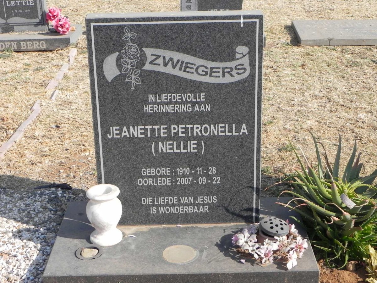 ZWIEGERS Jeanette Petronella 1910-2007