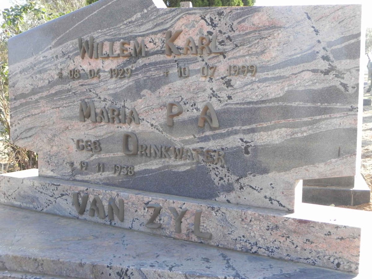 ZYL Willem Karl, van 1929-1999 &amp; Maria P.A. DRINKWATER 1938-