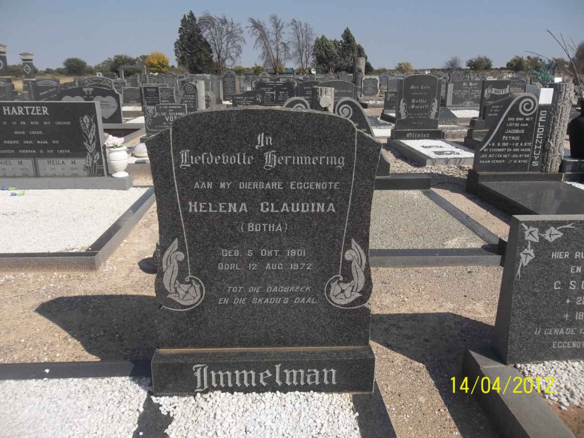 IMMELMAN Helena Claudina nee BOTHA 1901-1972