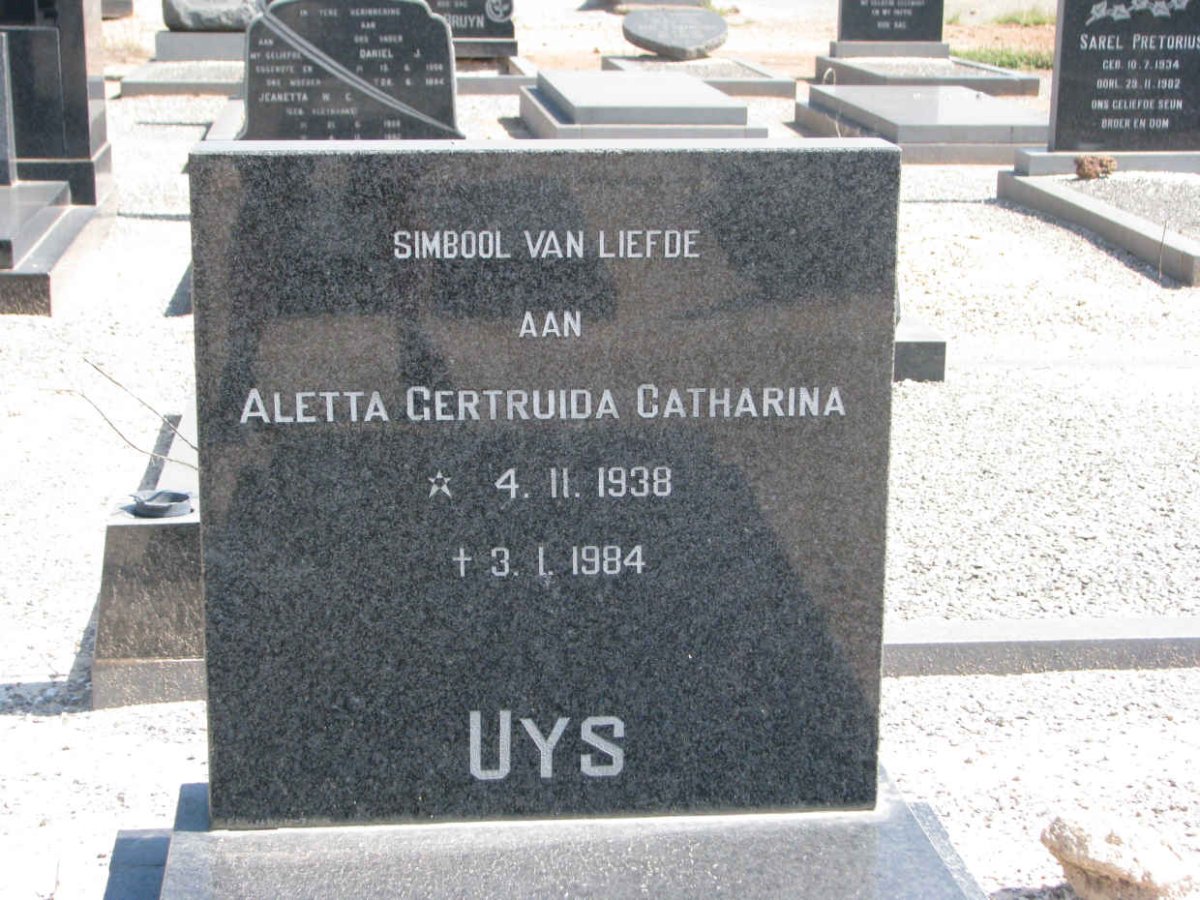 UYS Aletta Gertruida Catharina 1938-1984