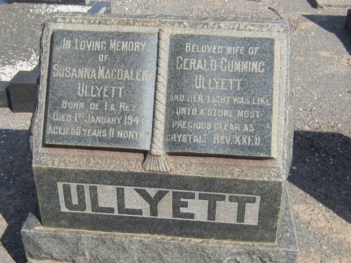 ULLYETT Susanna Magdalena nee DE LA REY -1947