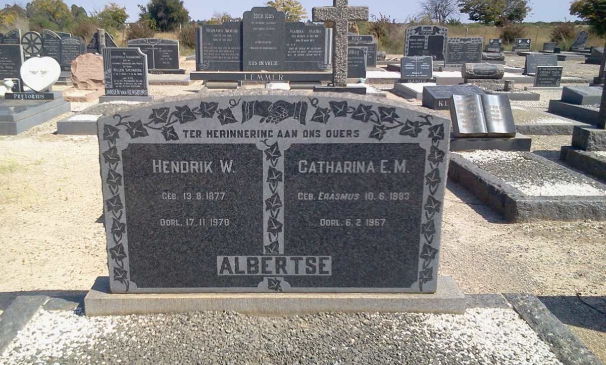 ALBERTSE Hendrik W. 1877-1970 &amp; Catharina E.M. ERASMUS 1883-1967