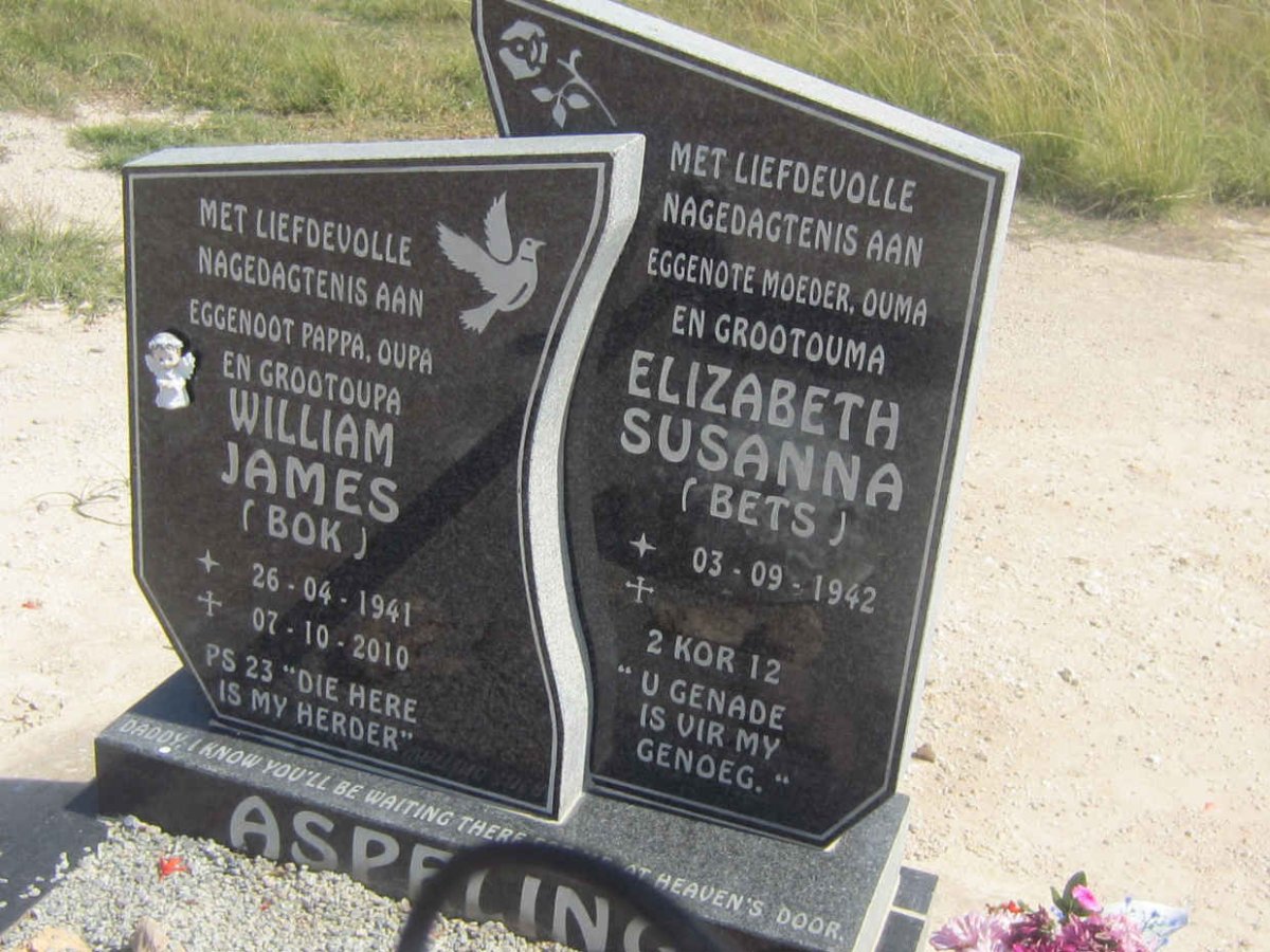 ASPELING William James 1941-2010 &amp; Elizabeth Susanna 1942-