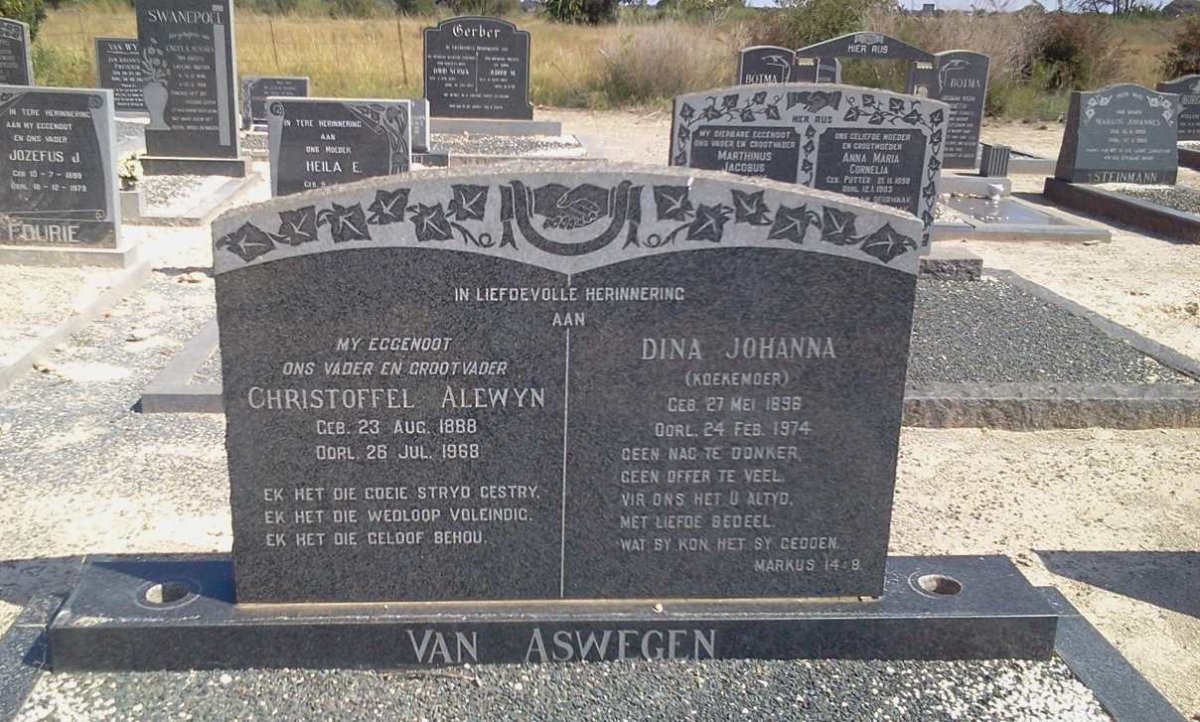 ASWEGEN Christoffel Alewyn, van 1888-1968 &amp; Dina Johanna KOEKEMOER 1896-1974