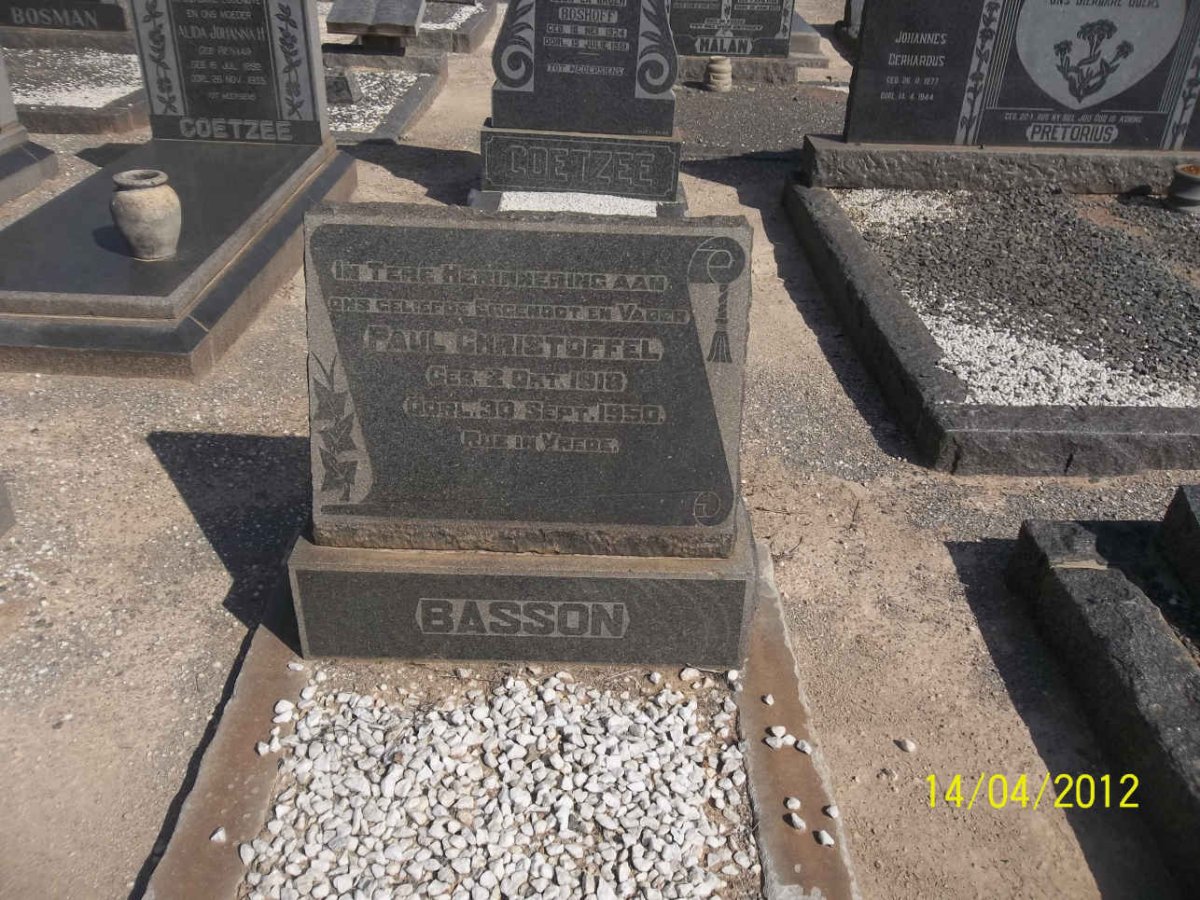 BASSON Paul Christoffel 1918-1950