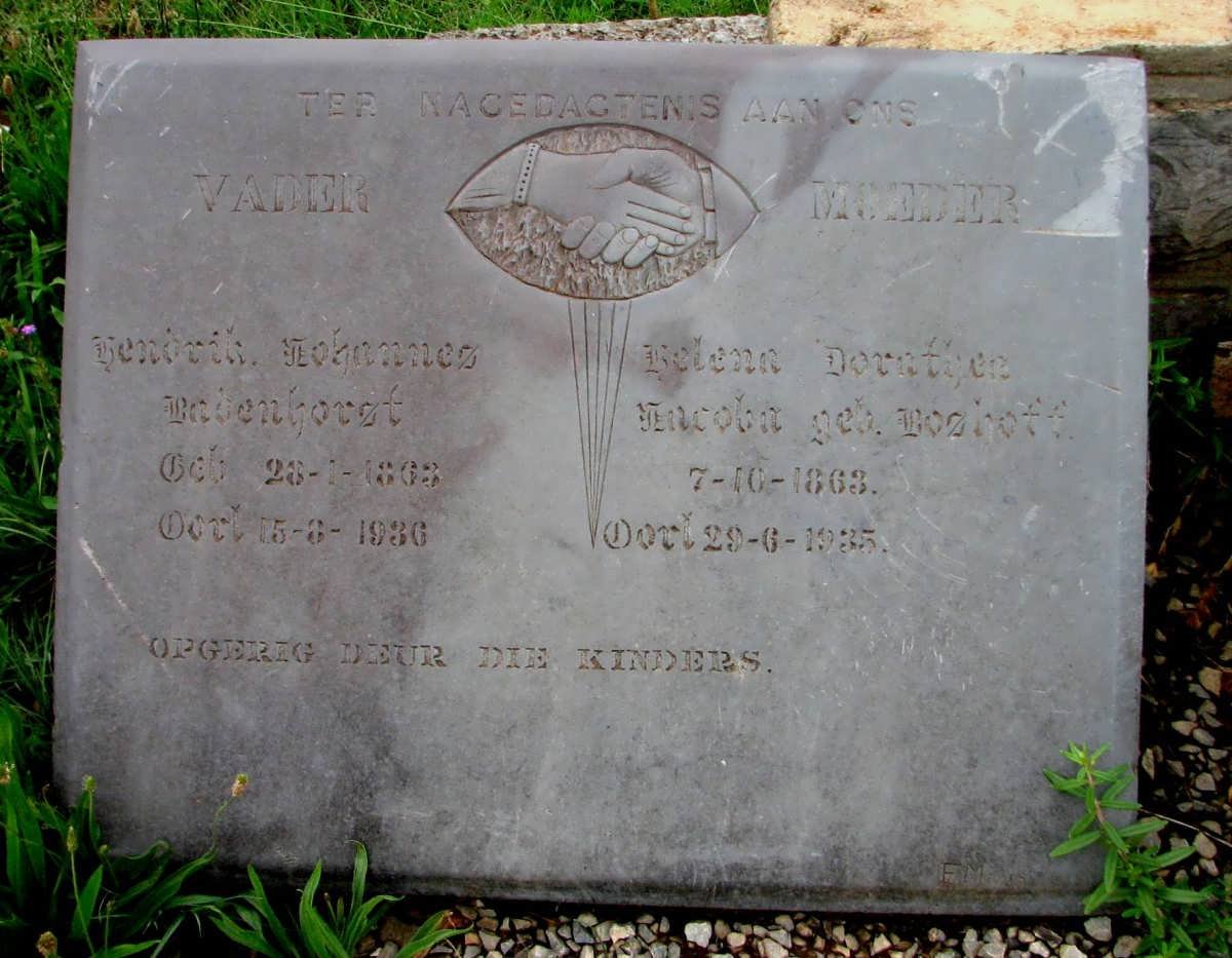 BADENHORST Hendrik Johannes 1863-1936 &amp; Helena Dorathea Jacoba BOSHOFF 1863-1935