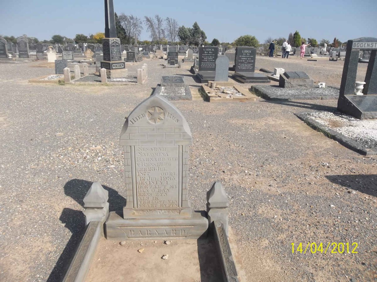 BARNARD Susarah Salomina nee VAN RENSBURG 1877-1935