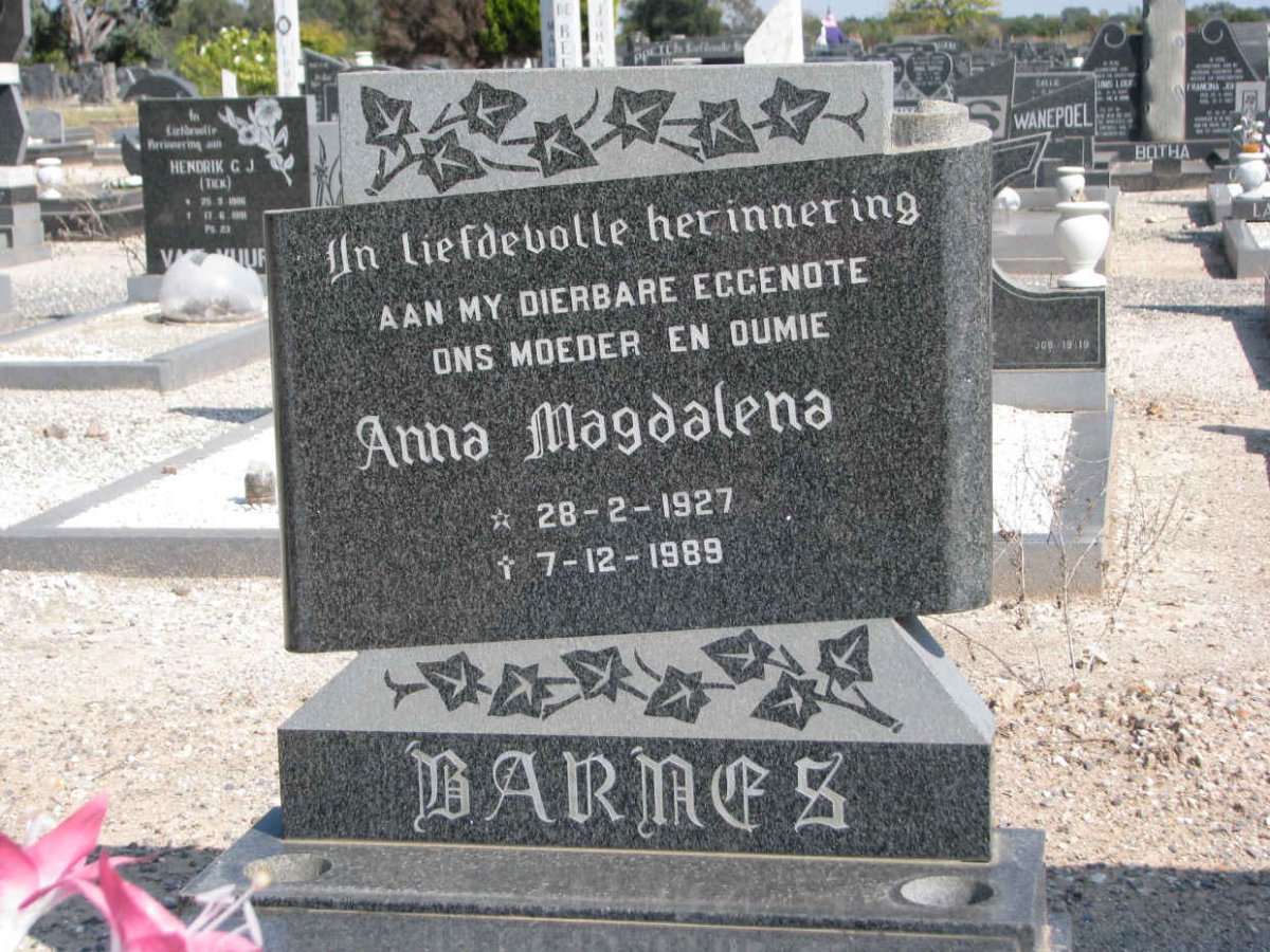 BARNES Anna Magdalena 1927-1989