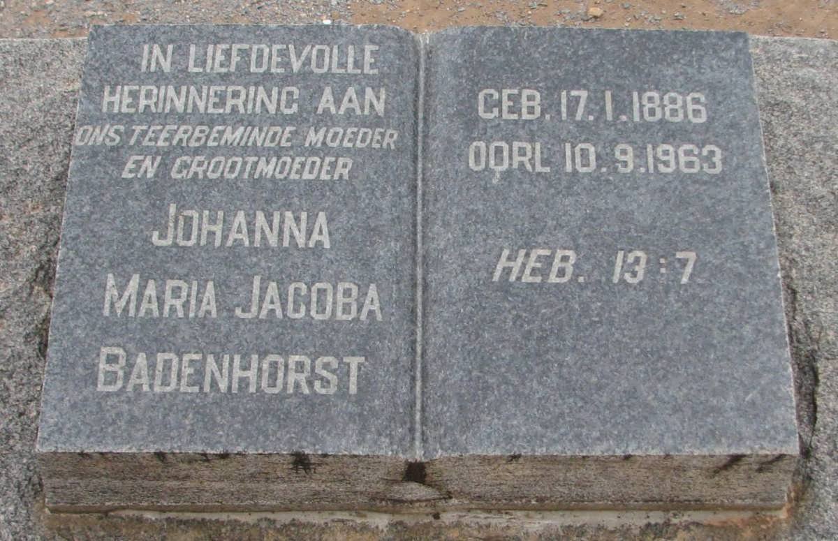 BADENHORST Willem Abraham 1874-1944 &amp; Johanna Maria Jacoba 1886-1963