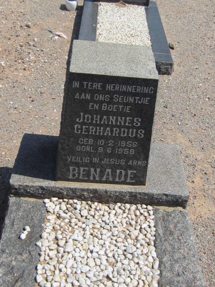 BENADE Johannes Gerhardus 1956-1958
