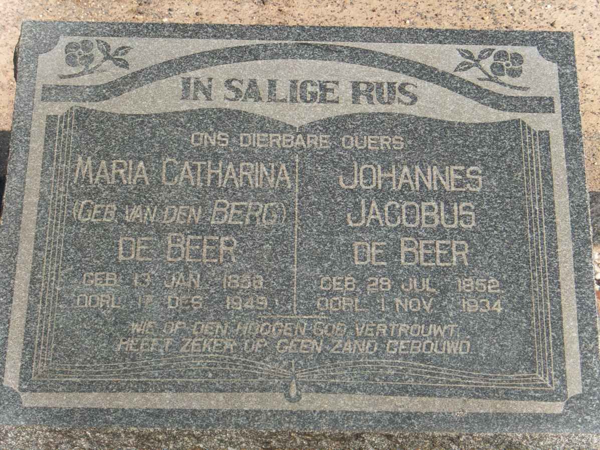 BEER Johannes Jacobus, de 1852-1934 &amp; Maria Catharina VAN DEN BERG 1858-1949