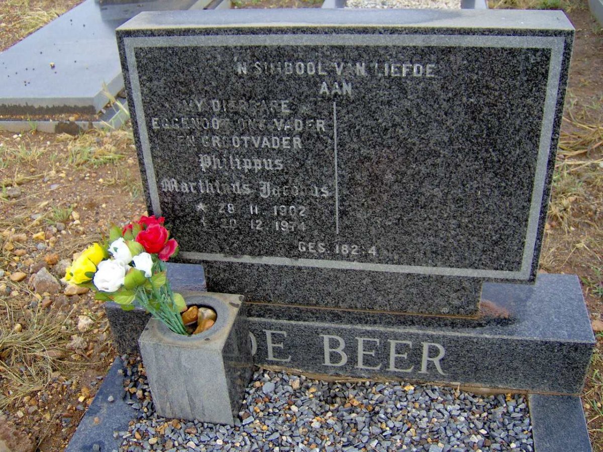 BEER Philippus Marthinus Jacobus, de 1902-1974 :: KRUGER Johanna Cecillia 1942-2003