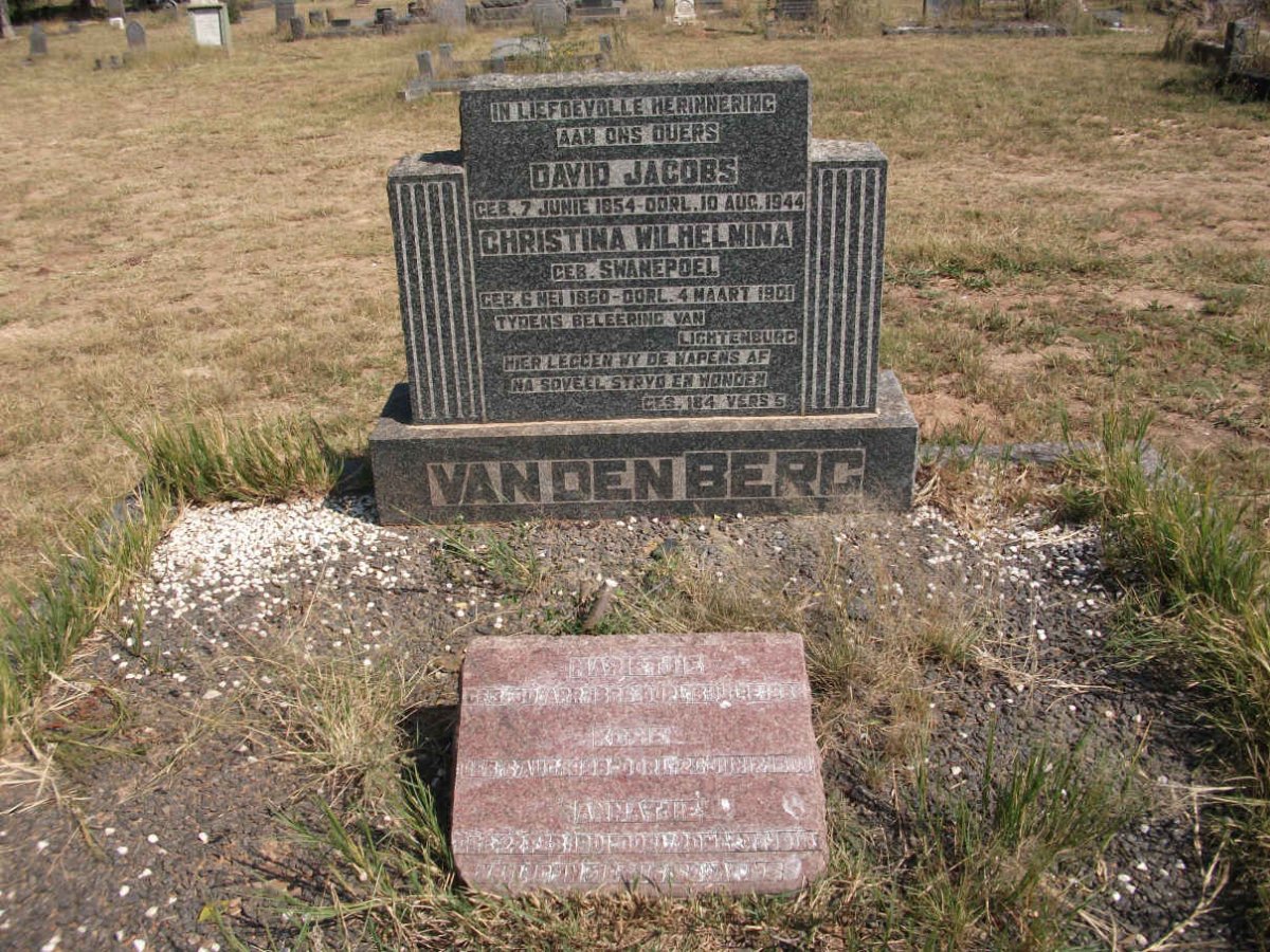 BERG David Jacobs, van den 1854-1944 &amp; Christina Wilhelmina SWANEPOEL 1860-1901