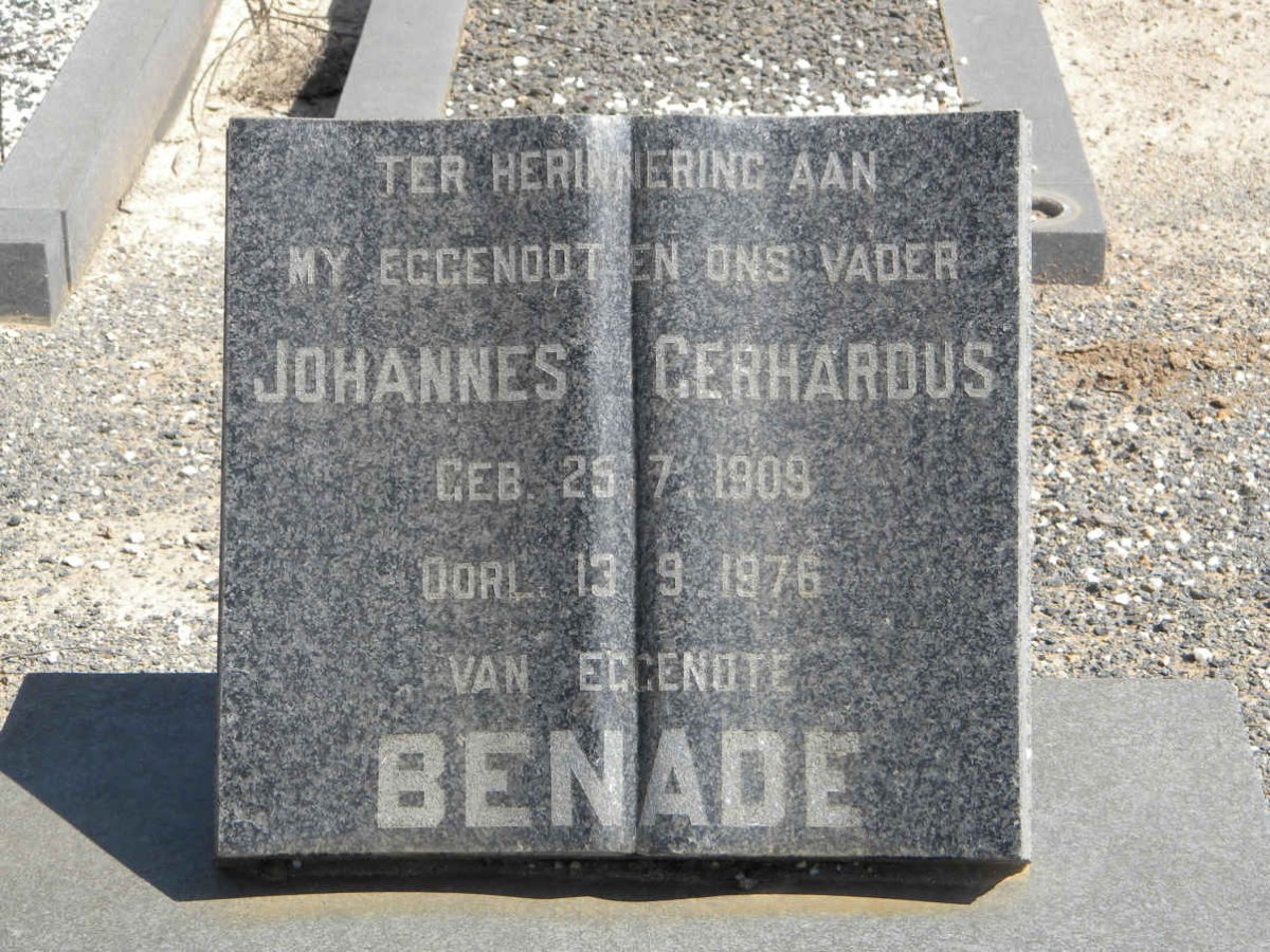 BENADE Johannes Gerhardus 1909-1976