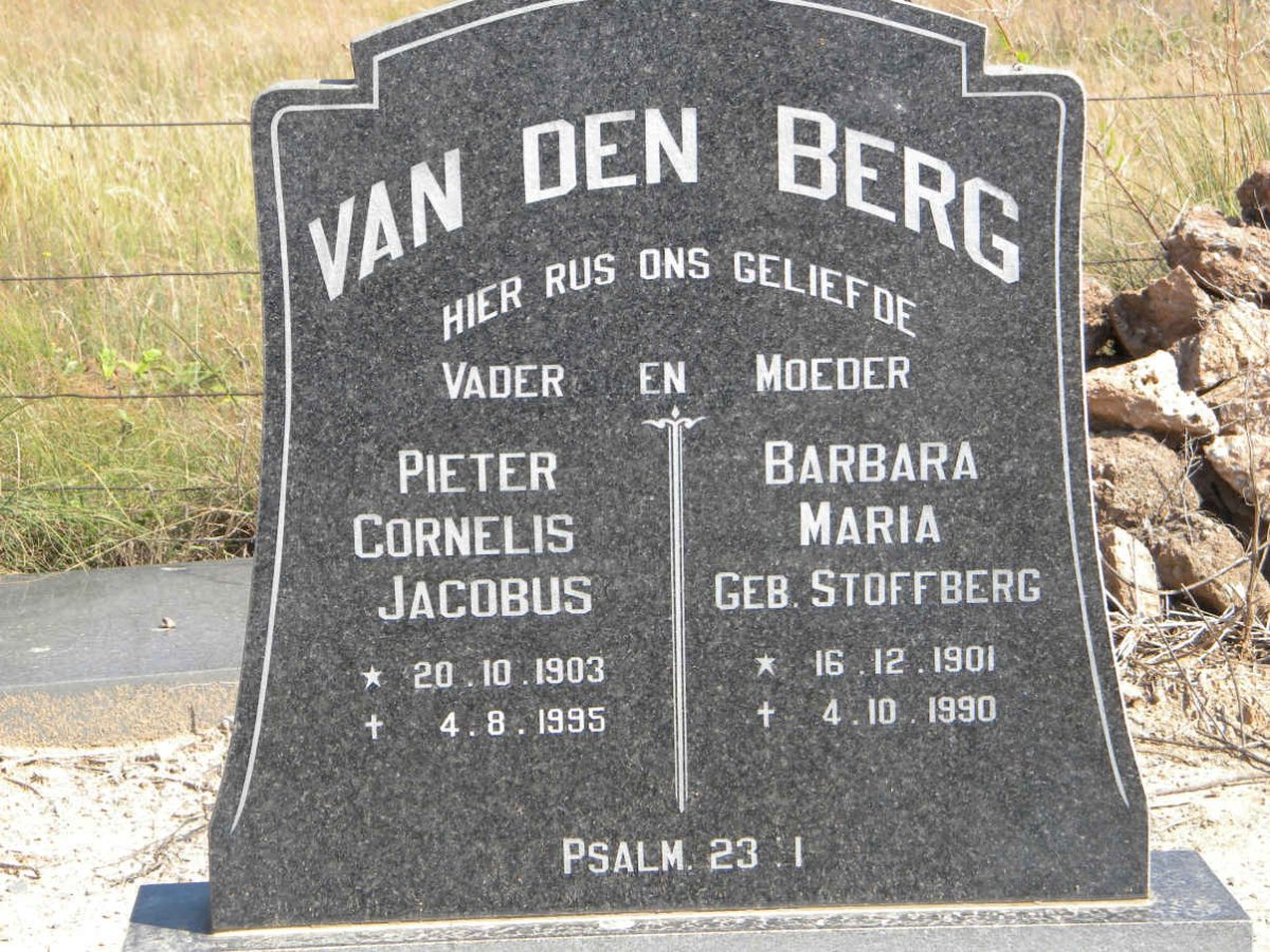 BERG Pieter Cornelis Jacobus, van den 1903-1995 &amp; Barbara Maria STOFFBERG 1901-1990