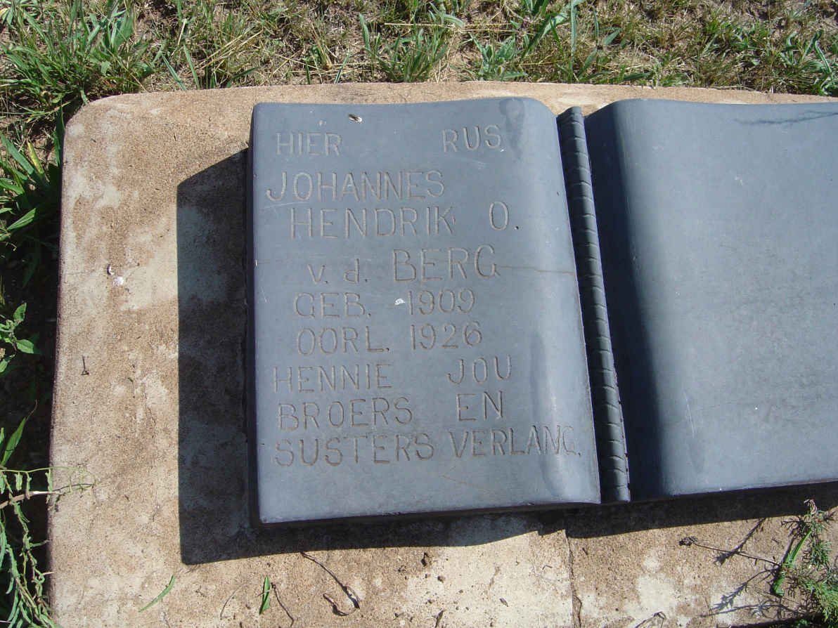 BERG Johannes Hendrik O., v.d. 1900-1926
