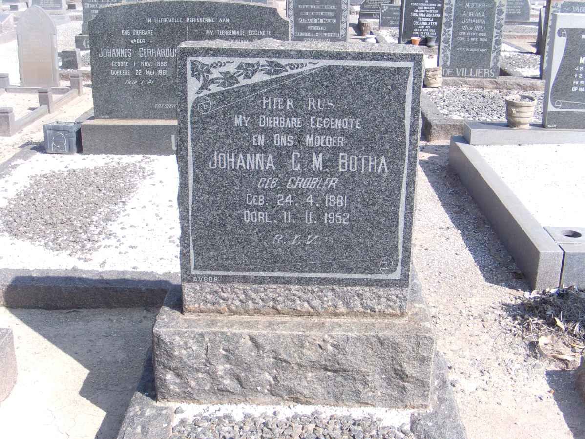 BOTHA Johanna C.M. nee GROBLER 1881-1952