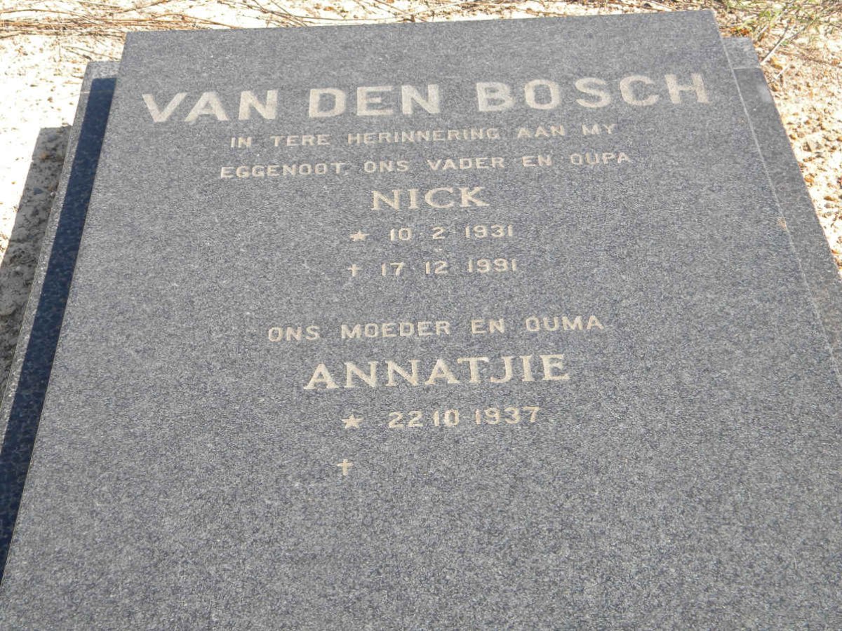 BOSCH Nick, van den 1931-1991 &amp; Annatjie 1937-