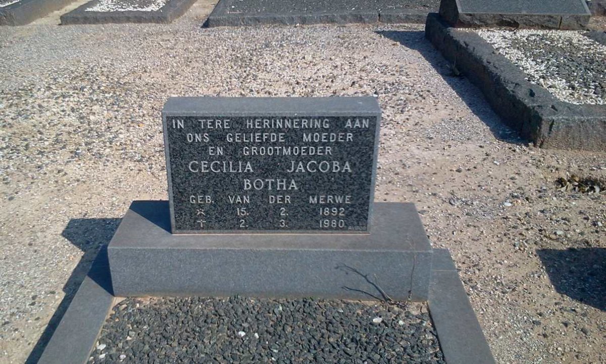 BOTHA Cecilia Jacoba nee VAN DER MERWE 1892-1980