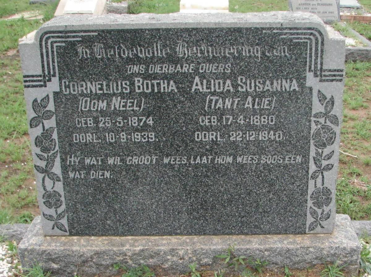BOTHA Cornelius 1874-1939 &amp; Alida Susanna 1880-1940