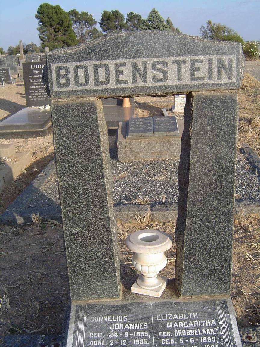 BODENSTEIN Cornelius Johannes 1859-1935 &amp; Elizabeth Margaritha GROBBELAAR 1863-1934 