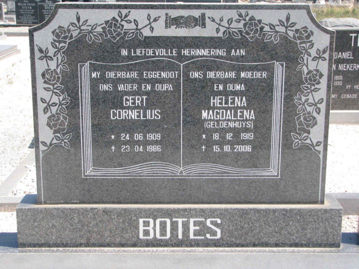BOTES Gert Cornelius 1909-1986 &amp; Helena Magdalena GELDENHUYS 1919-2006
