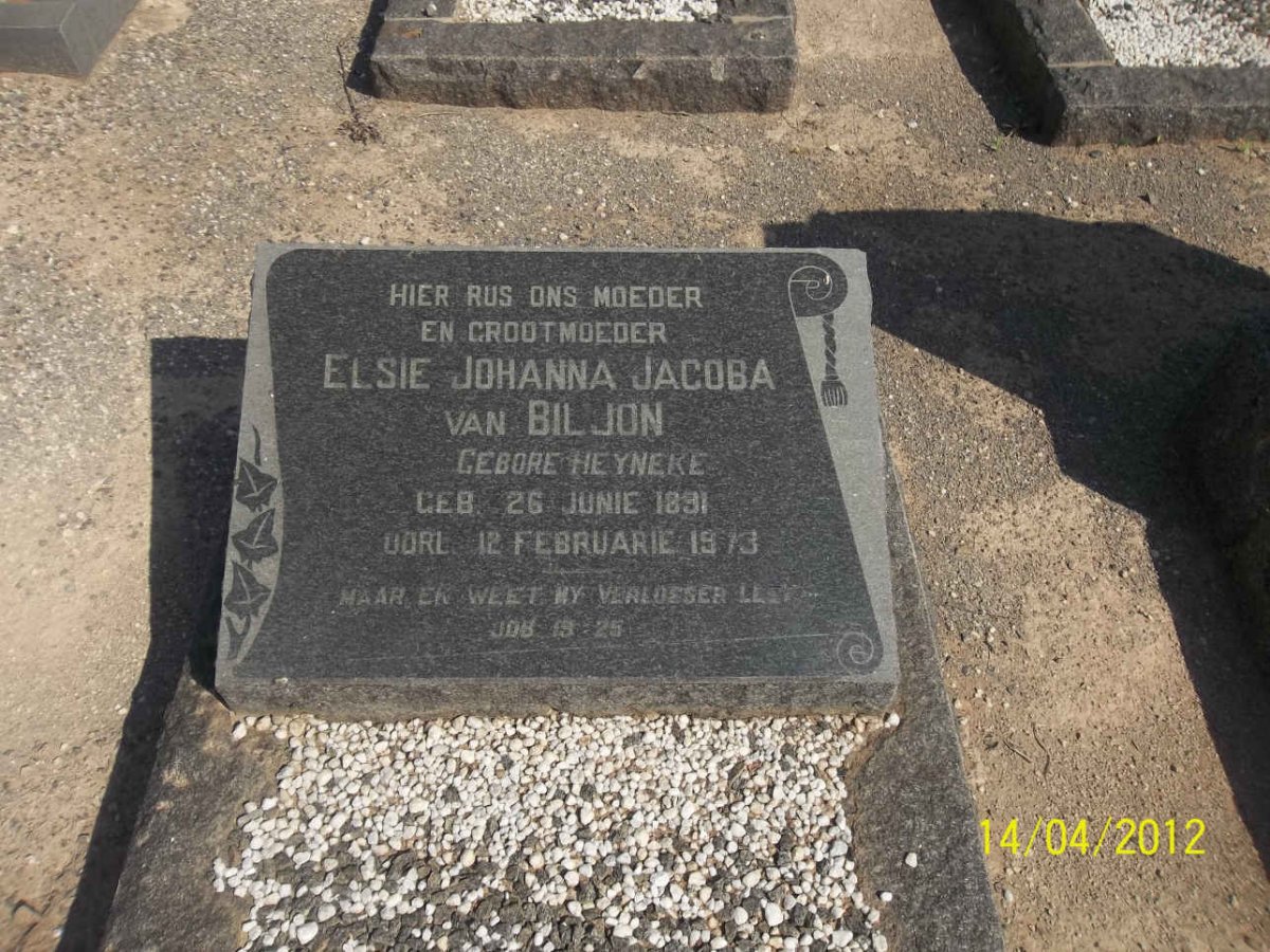 BILJON Elsie Johanna Jacoba, van nee HEYNEKE 1891-1973