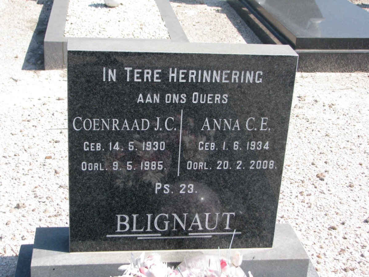 BLIGNAUT Coenraad J.C. 1930-1985 &amp; Anna C.E. 1934-2008