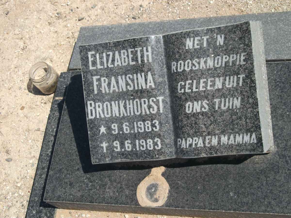 BRONKHORST Elizabeth Fransina 1983-1983