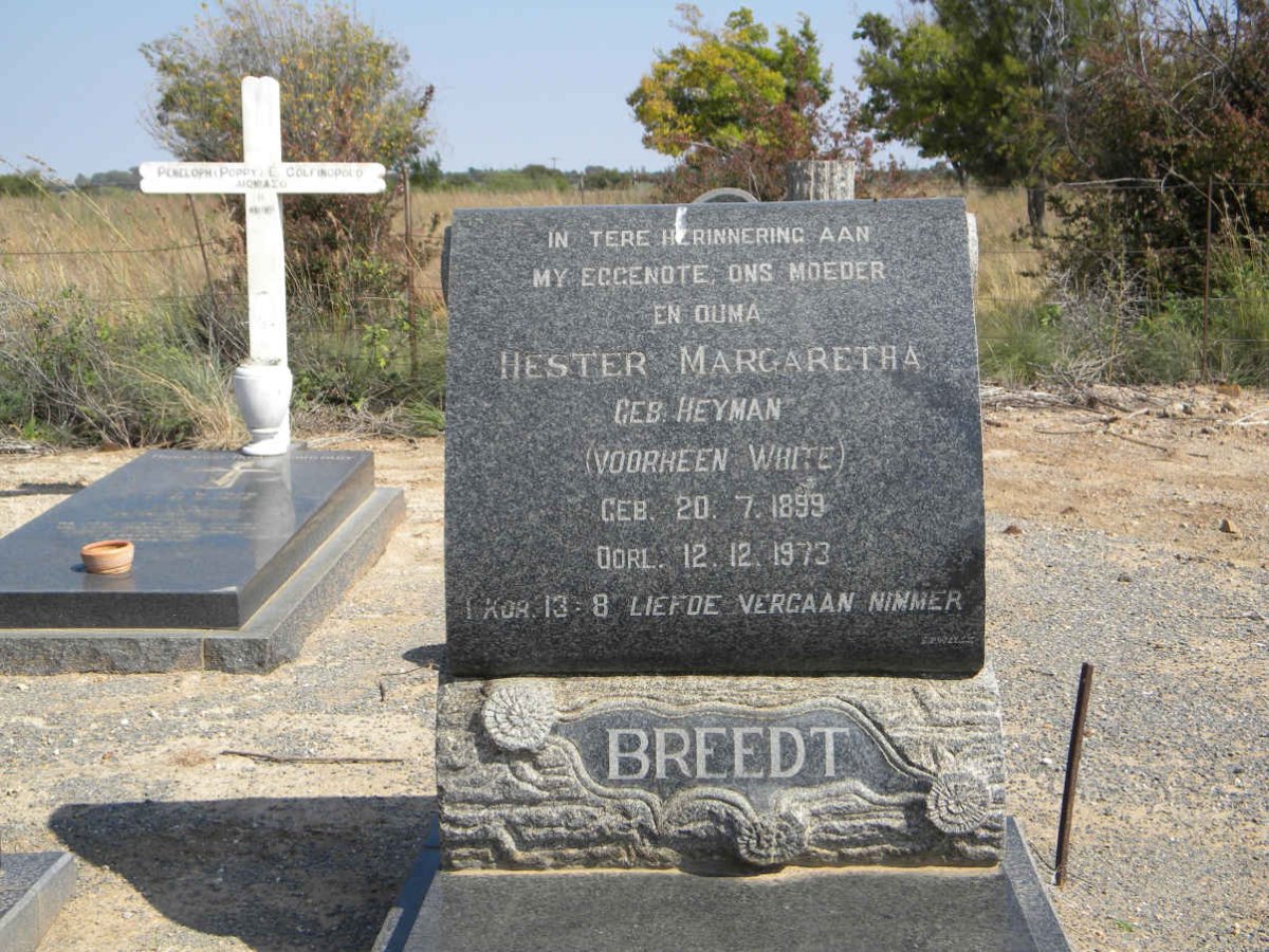 BREEDT Hester Margaretha formerly WHITE nee HEYMAN 1899-1973
